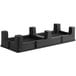 A black plastic Regency dunnage rack with slotted top.