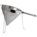 A stainless steel Choice Fine China Cap Strainer with a handle.