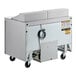 A Delfield stainless steel refrigerated sandwich prep table on wheels.