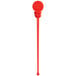 A Royal Paper red plastic stirrer with a small round ball on the end.