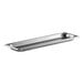 A Vollrath stainless steel 1/2 long steam table pan with a rectangular edge.