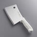A Dexter-Russell meat cleaver with a white handle.
