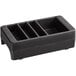 a black plastic container with four compartments