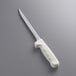 A Dexter-Russell Sani-Safe fillet knife with a white handle.