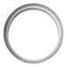 A silver circle with a white background.