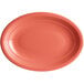 An Acopa Capri coral reef oval stoneware coupe platter with a white background.