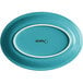 An Acopa Capri Caribbean turquoise oval stoneware coupe platter with a white border.