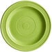 A green Acopa Capri stoneware plate with a circular pattern.