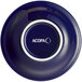 An Acopa Capri deep sea cobalt stoneware bowl with white text on it.