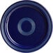 A deep blue Acopa Capri stoneware plate with spiral design in blue.