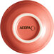 An Acopa Capri coral reef stoneware bowl in pink with black text.