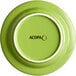 An Acopa Capri bamboo green stoneware plate with a white rim.