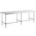 A Regency stainless steel rectangular work table with an open base.