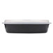 A black plastic container with a clear lid.