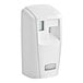 A white plastic Rubbermaid air freshener dispenser with a rectangular window.