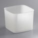 a square white container with writing on it