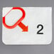 A white envelope with a red arrow and black numbers.