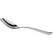 a silver spoon with a white background