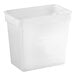 A white rectangular polyethylene food storage container with an 18-quart capacity.