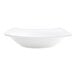 A white square porcelain bowl with a modern design.