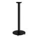 A black Lancaster Table & Seating bar height table base with self-leveling feet.