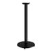 A black Lancaster Table & Seating bar height table base with a round base.