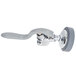 A silver metal T&S pre-rinse spray valve with a handle.