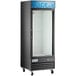 An Avantco black indoor glass door ice merchandiser.