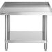 a stainless steel table with a shelf