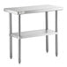 A Regency stainless steel work table with undershelf.