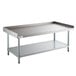 A Regency stainless steel equipment stand with a galvanized undershelf.