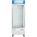 An Avantco white indoor glass door ice merchandiser.