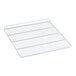 A white wire shelf designed for Avantco DLC47 Series deli cases, measuring 19 3/4 inches by 20 1/2 inches.
