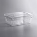 A clear plastic Cambro food storage container with a clear lid.