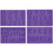 A set of purple silicone molds with letters and numbers.