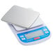 An Avaweigh water-resistant digital portion scale with a silver square on top.