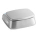 A stainless steel AvaWeigh digital portion scale with a silver lid on a metal container.