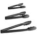 Three Visions black polypropylene tongs with handles.