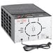 A white metal Backyard Pro food dehydrator with black trays and a cord.