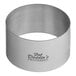 A stainless steel circular Fat Daddio's ring mold.
