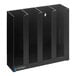 A black metal San Jamar countertop organizer with four compartments.