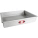 A silver rectangular Fat Daddio's baking pan.