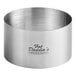 A round silver stainless steel ring mold with the Fat Daddio's logo.