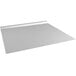 A white baking sheet with a silver edge.