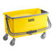 A yellow Lavex mop bucket with grey handles and wheels.