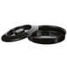 A Carlisle black plastic tortilla server with a lid.