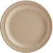 An Acopa Foundations tan melamine plate with a narrow white rim.