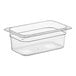 A Vigor clear plastic food pan with a lid.