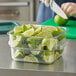 A person cutting limes in a Vigor food storage container.