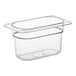 A Vigor 1/9 size clear plastic food pan.